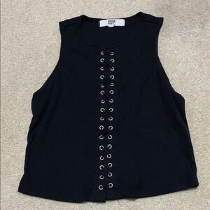 Black Lace-Up Tank Top